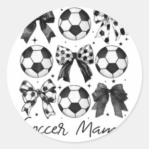 Soccer Mama Shirt Coquette Bow Soccer Mum Classic Round Sticker