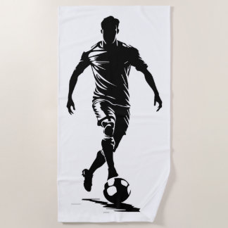 Soccer man with ball design. beach towel
