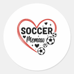 Soccer Memaw Heart Soccer Player Memaw Classic Round Sticker