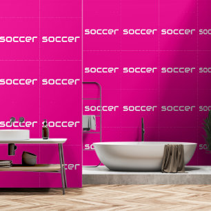 SOCCER Modern White Text On Bright Hot Pink Wallpaper