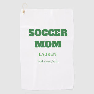 SOCCER MOM FOOTBALL MOTHERS DAY GIFTS GREEN SIMPLE GOLF TOWEL