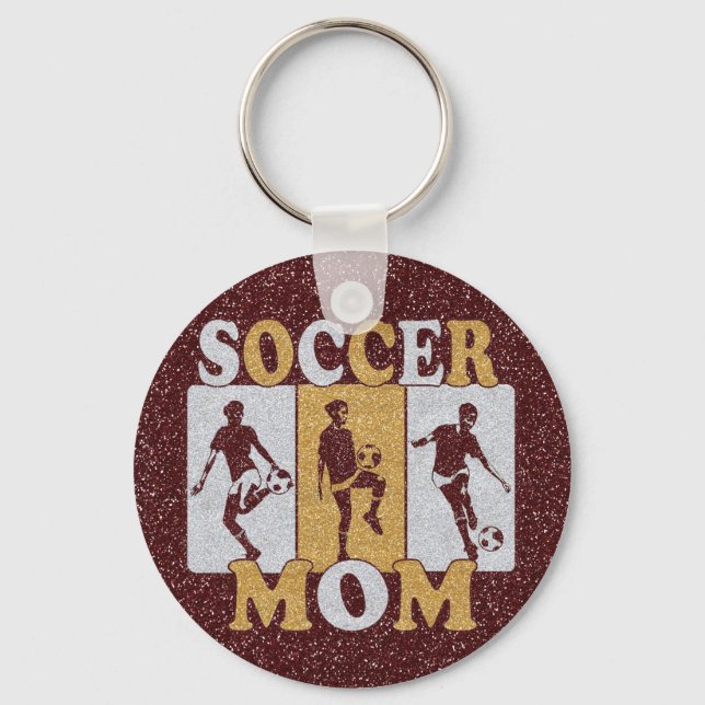 Soccer Mom Glitter Effect Key Ring (Front)