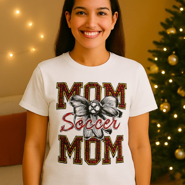 Soccer Mom Leopard Print T-Shirt with Bow & Floral (Creator Uploaded)