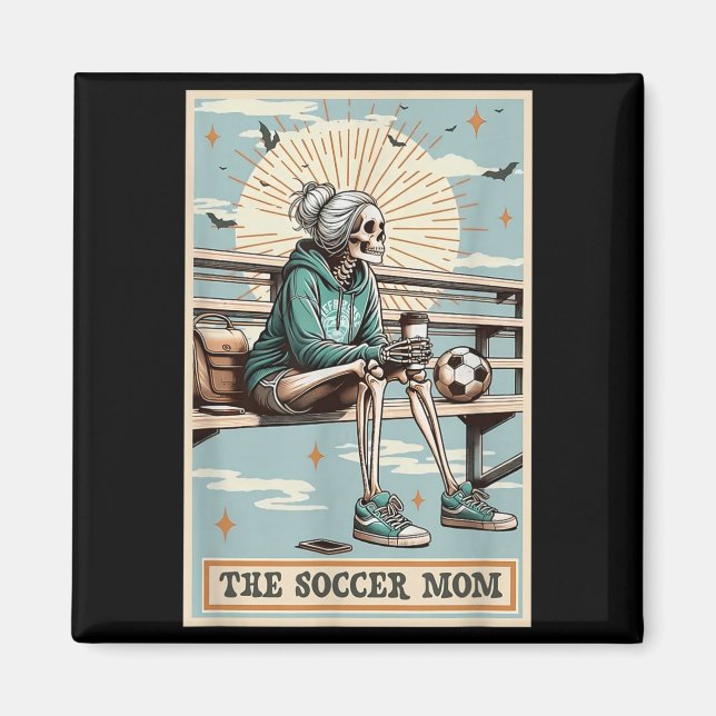 Soccer Mom Skeleton Tarot Card Vintage Halloween  Magnet (Front)