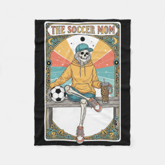 Soccer Mom Tarot Card Skeleton Coffee Byll Sidelin Fleece Blanket
