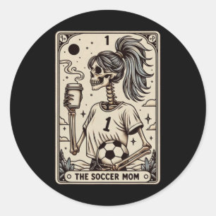 Soccer Mom Tarot Card, Vintage Halloween Soccer Ma Classic Round Sticker