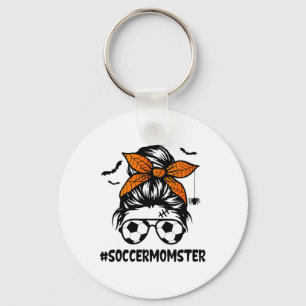 Soccer Momster For Women Halloween Mom Messy Bun H Key Ring