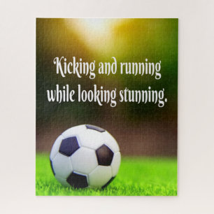 Soccer Motivational Inspirational Green Field Jigsaw Puzzle