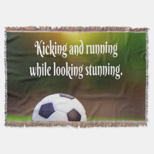 Soccer Motivational Inspirational Green Field Throw Blanket