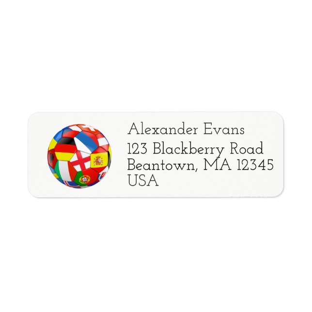 Soccer Multi Flag Return Address Label (Front)
