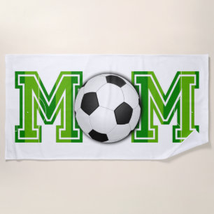 Soccer Mum Ball and Field Football Pitch Beach Towel