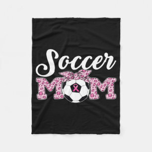 Soccer Mum Breast Cancer Awareness Pink Ribbon Leo Fleece Blanket