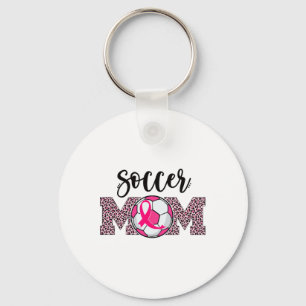 Soccer Mum Breast Cancer Awareness Pink Ribbon Leo Key Ring