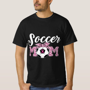 Soccer Mum Breast Cancer Awareness Pink Ribbon Leo T-Shirt