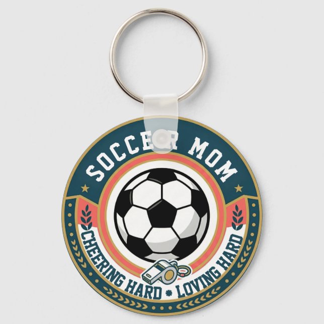 Soccer Mum Cheering Loving Key Ring (Front)