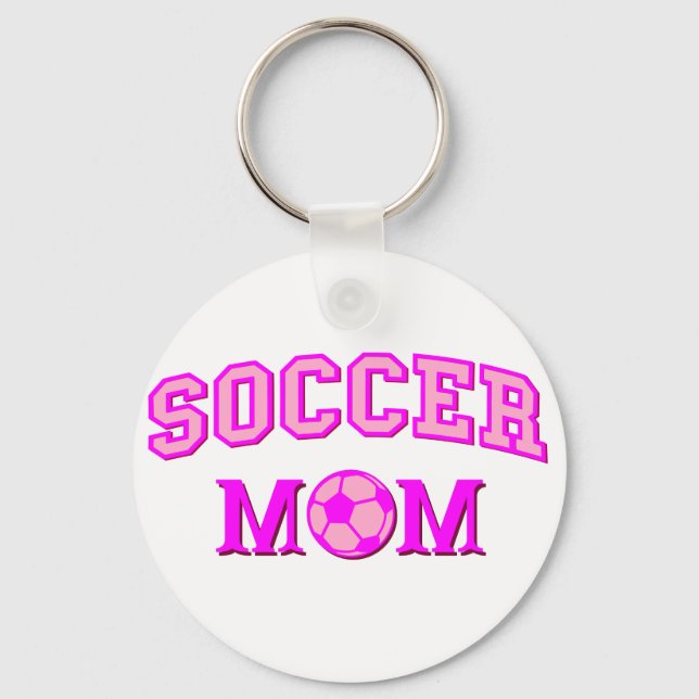 Soccer Mum Drawing And Text All Pink Key Ring (Front)