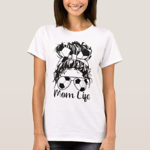 Soccer Mum Funny Soccer Ball Glasses Bow Mum Life T-Shirt