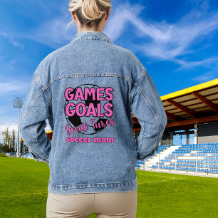 Soccer Mum Game Goals Great Times Funny Denim Jacket