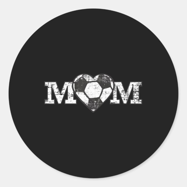 Soccer Mum Heart Simple Fan   Classic Round Sticker (Front)