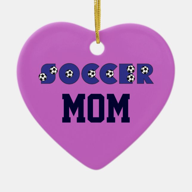 Soccer Mum in Blue Ceramic Ornament (Front)