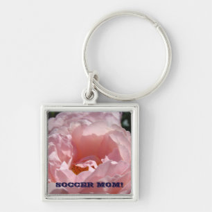 Soccer Mum! key chain Pastel Pink Rose Flower