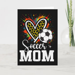 Soccer Mum Leopard Heart Colourful Card