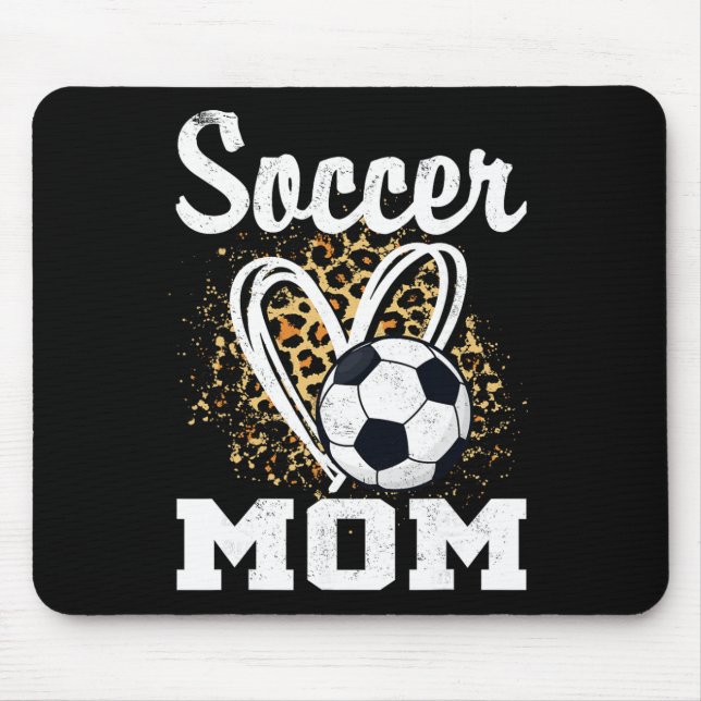 Soccer Mum Leopard Heart  Mouse Pad (Front)