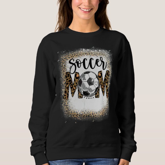 Soccer Mum Leopard Pattern Bleached Cheer Mum Game Sweatshirt (Front)