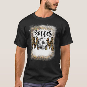 Soccer Mum Leopard Pattern Bleached Cheer Mum Game T-Shirt