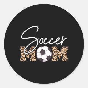 Soccer Mum Leopard Print Ball Classic Round Sticker