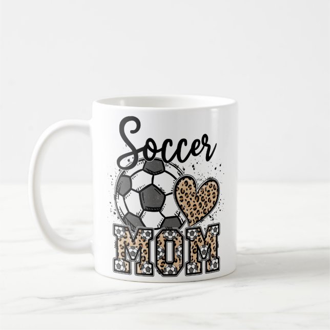 Soccer Mum Leopard Print Soccer Mama Mother's Day Coffee Mug (Left)