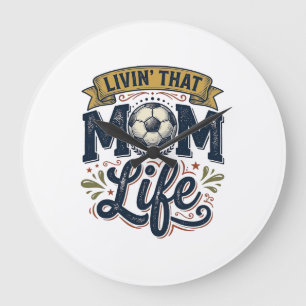 Soccer Mum Life Vintage Engraving Shirt Design_1 Large Clock