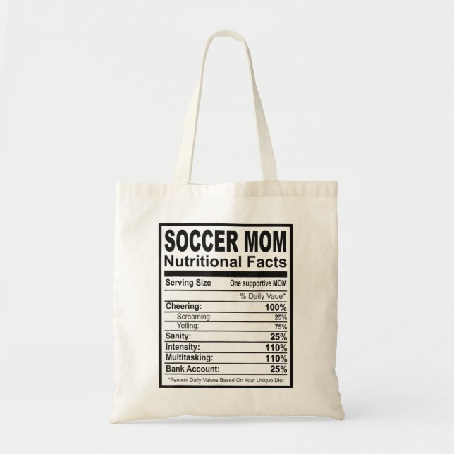 Soccer Mum Nutritional Facts Tote Bag (Front)