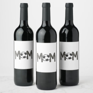 Soccer Mum Polka Dot Soccer Ball Wine Label