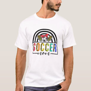 Soccer Mum Rainbow Leopard Funny Soccer Mum Mother T-Shirt