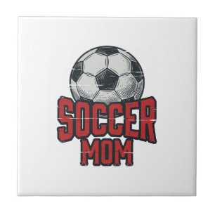 Soccer Mum Vintage Distressed Sports Shirt Design_ Ceramic Tile