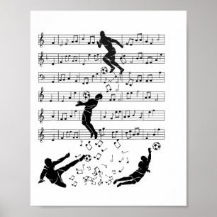 Soccer Music Footbyll Sport Note Clef Musician Poster
