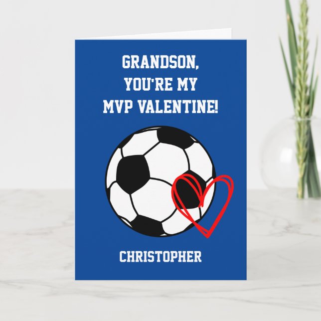 Soccer MVP Valentine's Day Grandson Card (Front)