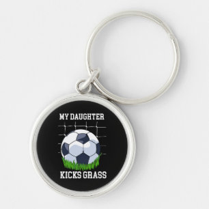 Soccer - My Daughter Kicks Grass Key Ring