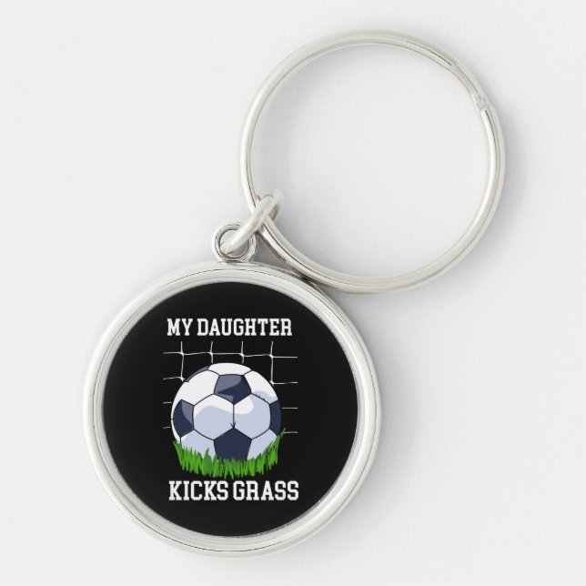 Soccer - My Daughter Kicks Grass Key Ring (Front)