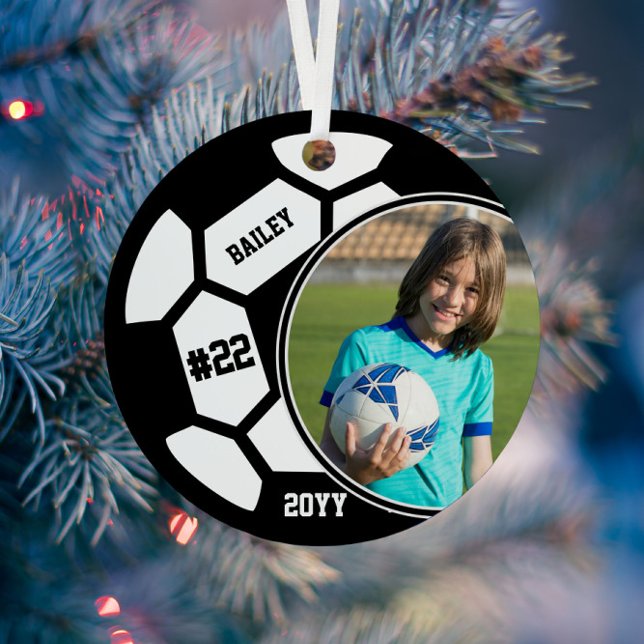 Soccer Name Jersey Number Photo Keepsake Metal Tree Decoration (Creator Uploaded)