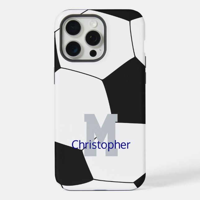 Soccer Name & Monogram iPhone Case (Back)