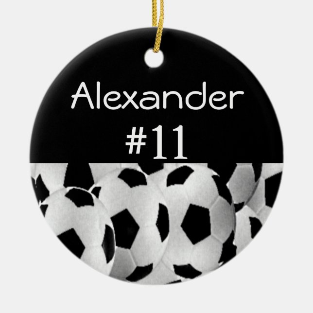 Soccer Name Number Ceramic Tree Decoration (Front)