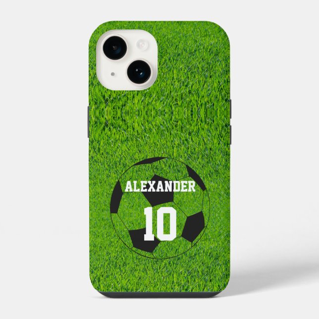 Soccer | Name & Number iPhone Case (Back)