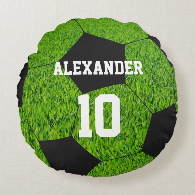 Soccer | Name & Number Round Cushion (Front)