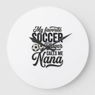 Soccer Nana Vintage Engraving Family Player Shirt_ Large Clock