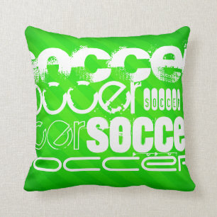 Soccer; Neon Green Stripes Cushion