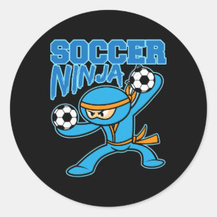 Soccer Ninja Player Cute Footbyll Lovers Funny Gif Classic Round Sticker
