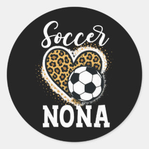 Soccer Nona Leopard Heart Love Soccer Classic Round Sticker