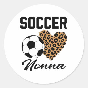 Soccer Nonna Leopard Heart Nonna Classic Round Sticker